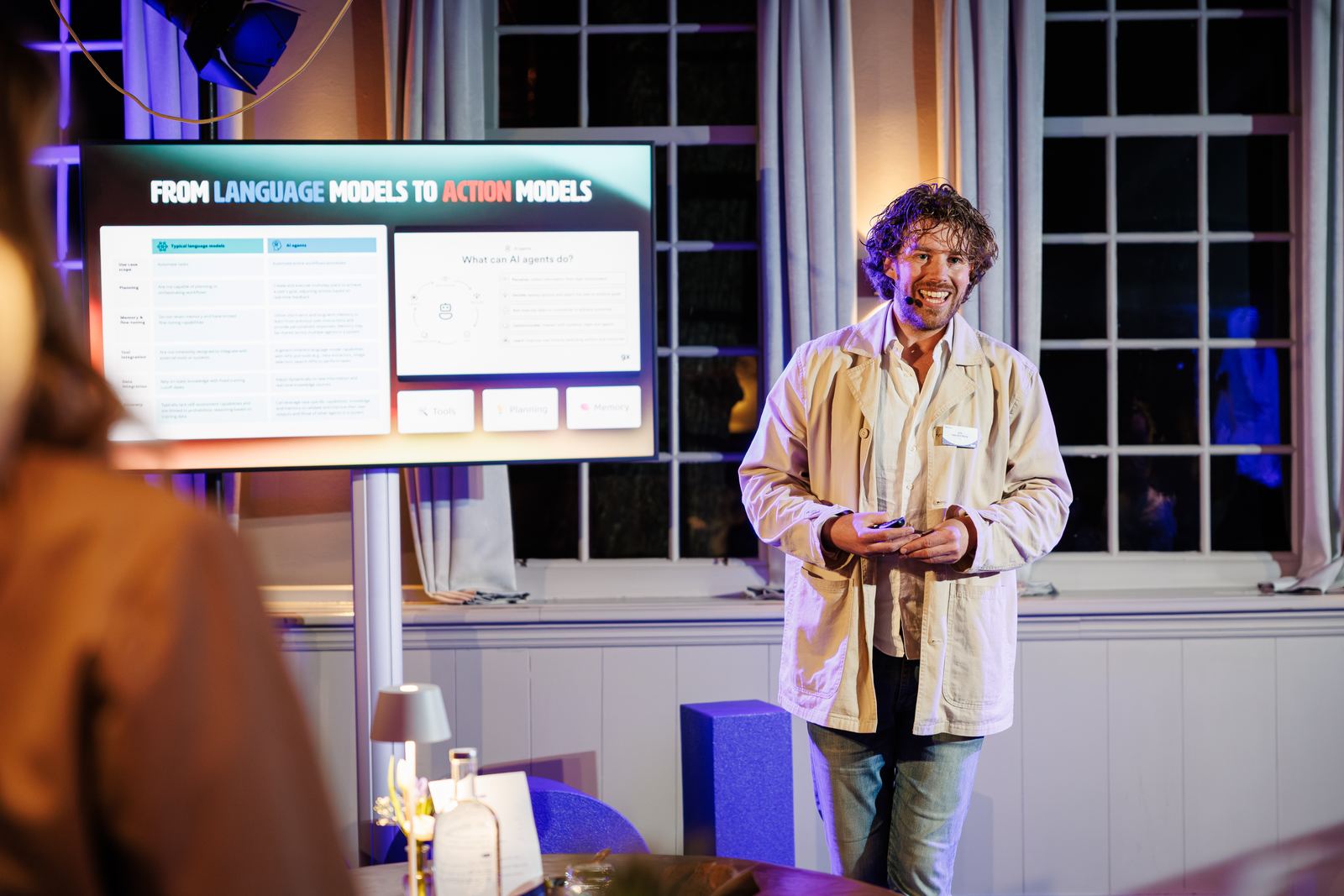 Job van den Berg during a keynote on AI agents